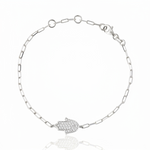 Load image into Gallery viewer, 14K gold Large hamsa bracelet paperclip
