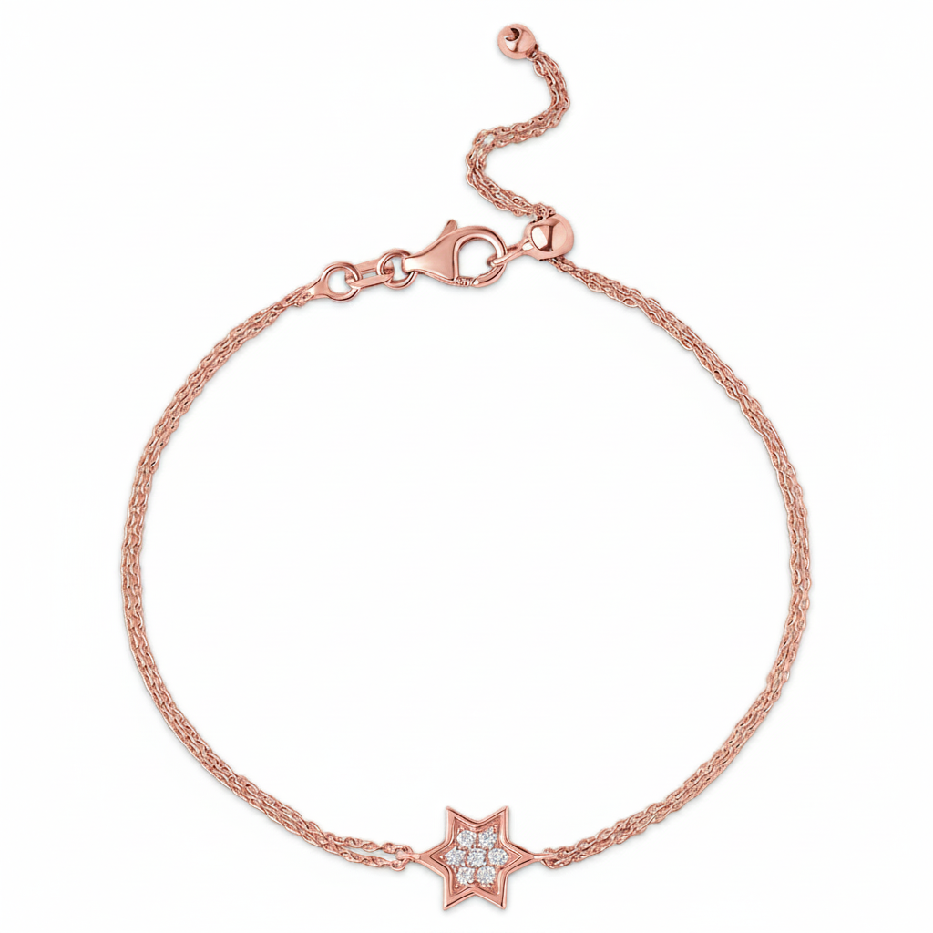 14k gold 1cm full star of David White diamonds
