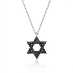 Load image into Gallery viewer, 14k gold Classic star of David necklace Black diamonds