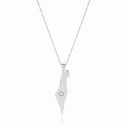 14K Gold Star Large Israel Map Necklace