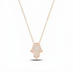 Load image into Gallery viewer, 14K Gold large Thic classic Hamsa Necklace diamonds