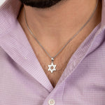Load image into Gallery viewer, 14k gold men flat braided  Star Necklace