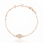 Load image into Gallery viewer, 14K gold Large hamsa bracelet paperclip