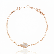 14K gold Large hamsa bracelet paperclip