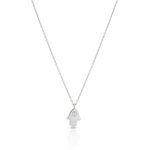 Load image into Gallery viewer, 14K gold single diamond 1cm Hamsa necklace