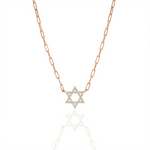 Load image into Gallery viewer, 14k gold Classic star of David necklace paperclip